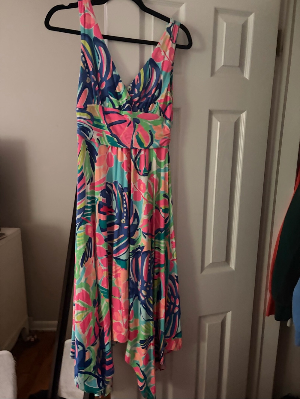 Lilly Pulitzer sloane Floral V-Neck Summer Dress - Pink Blue Green
